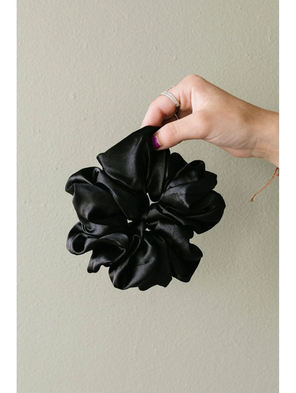 Andi Shadow Black Satin Jumbo Hair Scrunchie